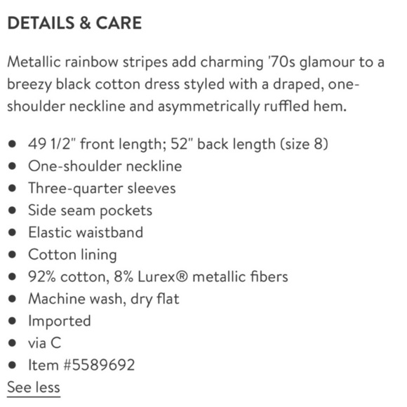 Apiece Apart Rainbow Metallic Stripe Midi Camellia Dress Size 4 - Picture 4 of 9